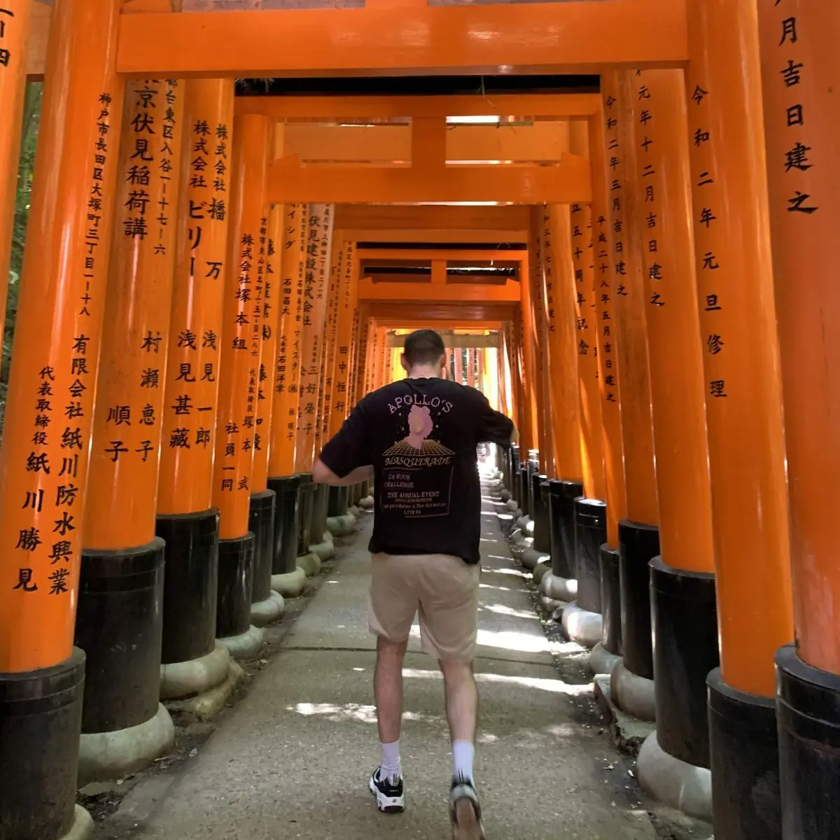Vermilion torii gate tunnel at Fushimi Inari shrine in Kyoto