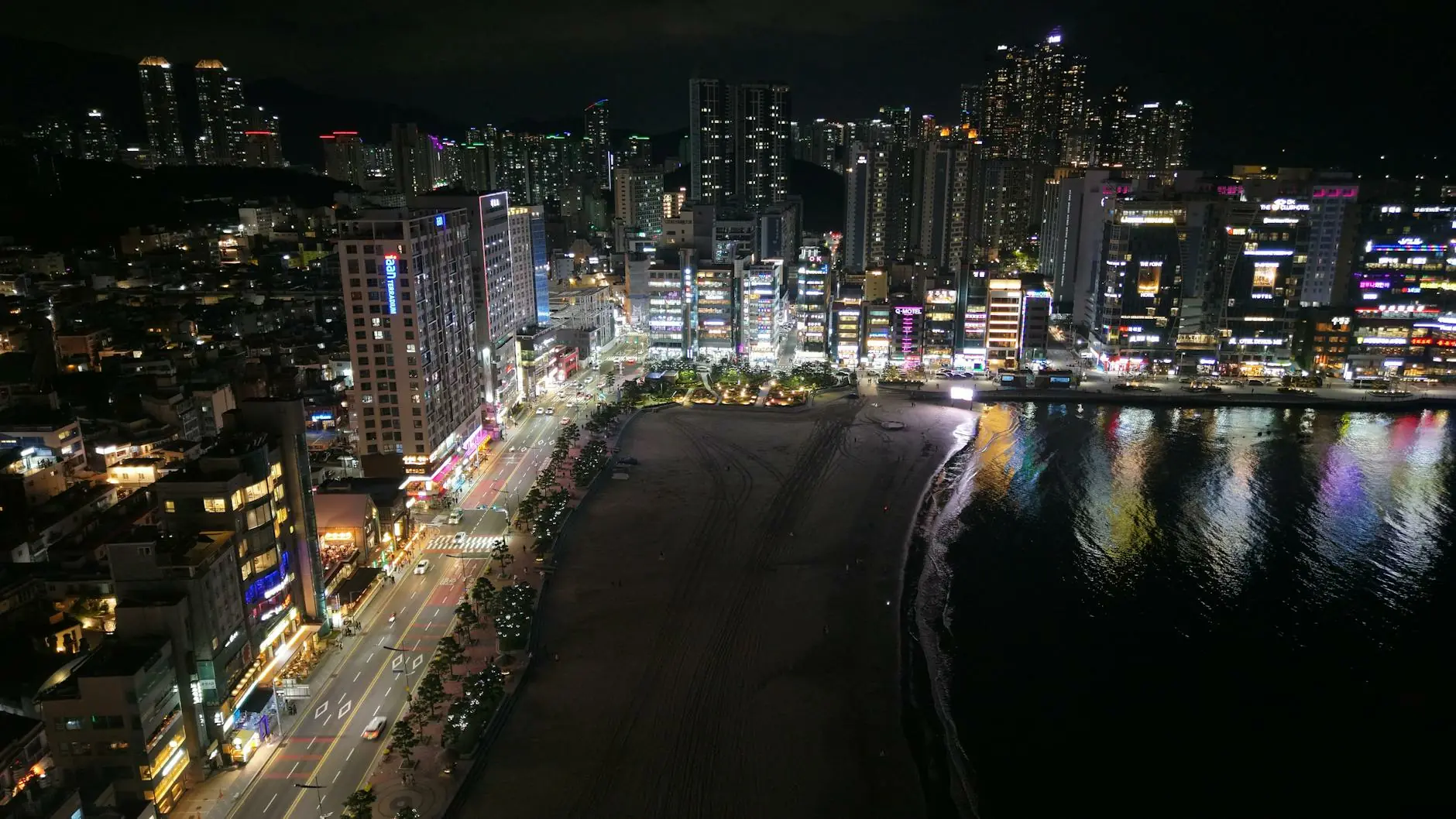 Busan skyline and beach in South Korea