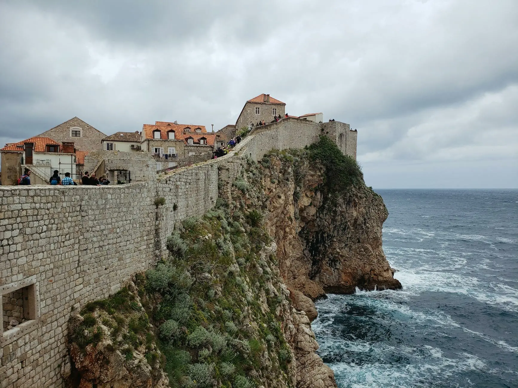 Dubrovnik city walls above the Adriatic Sea