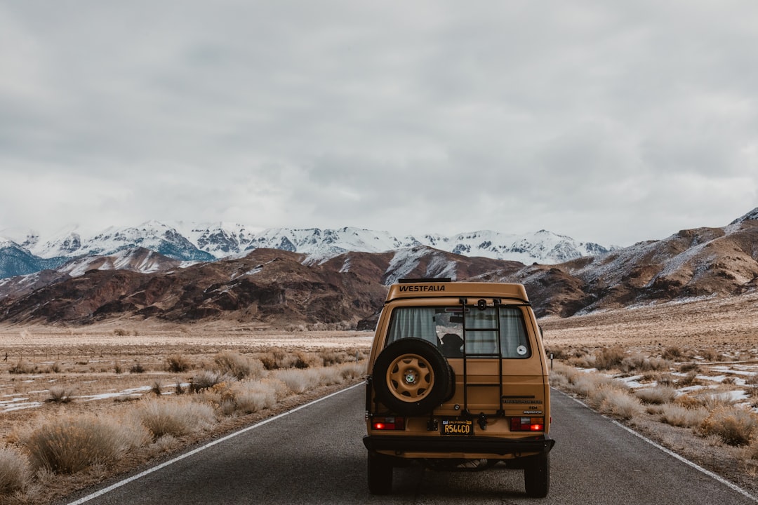 Rental car parked on a scenic road trip