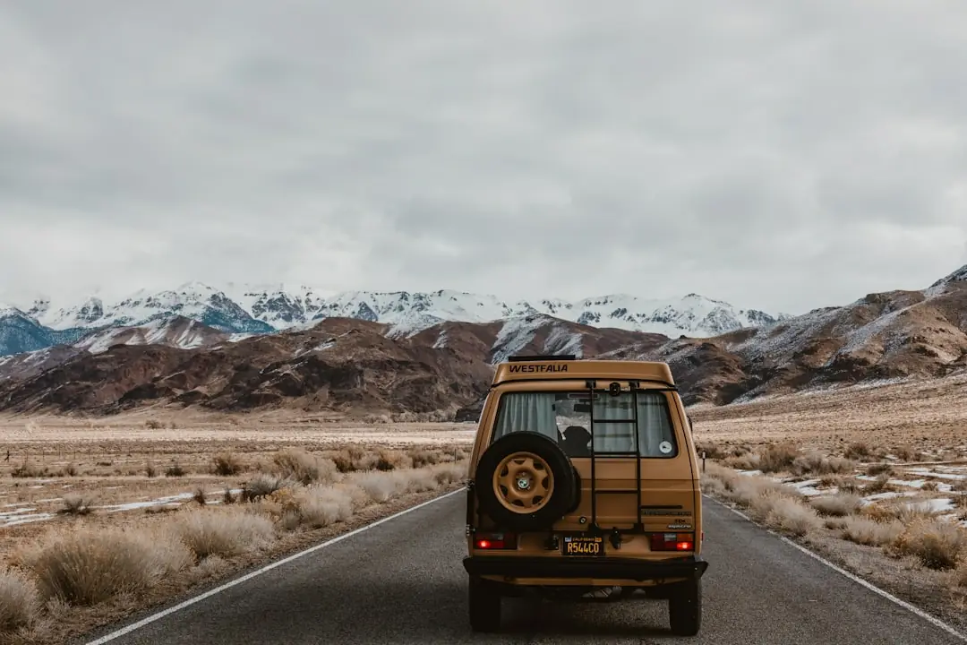 Rental car parked on a scenic road trip