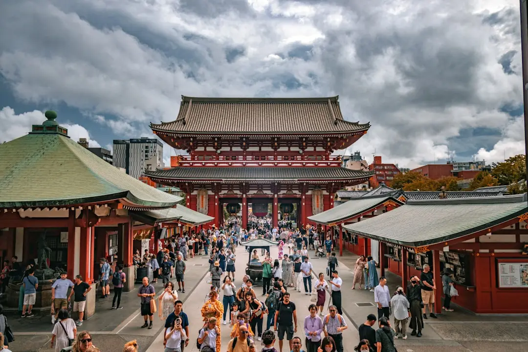 Sensoji Temple in Asakusa Tokyo with crowds of visitors