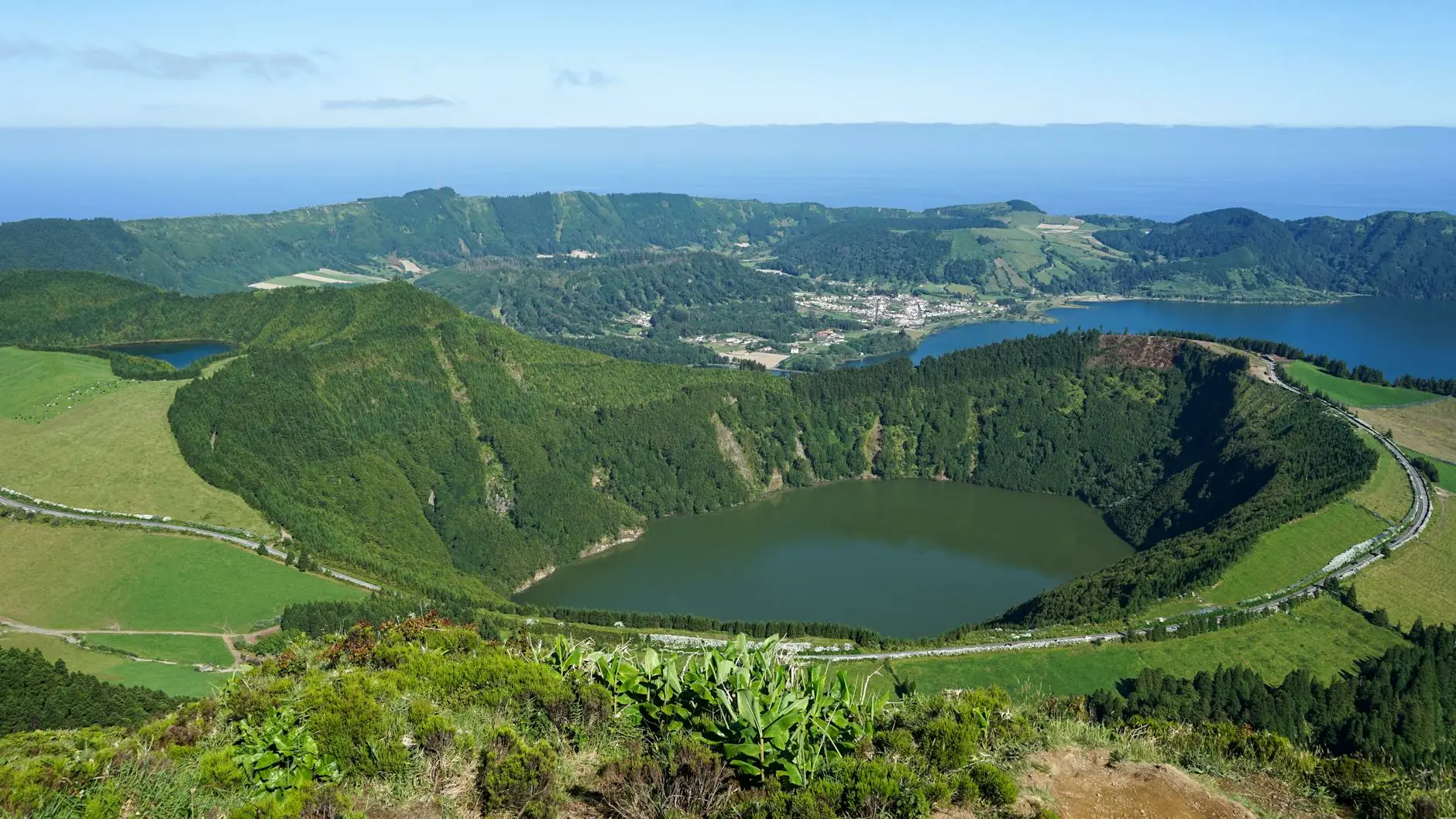 Sete Cidades crater lake in the Azores Portugal