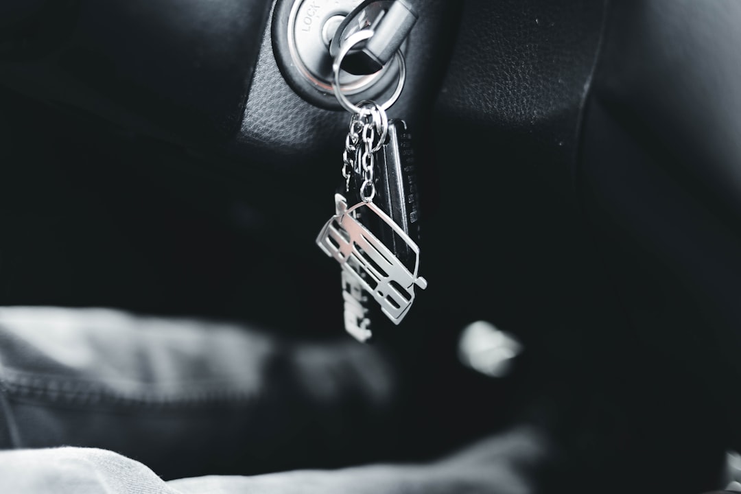 Traveller picking up rental car keys at an airport