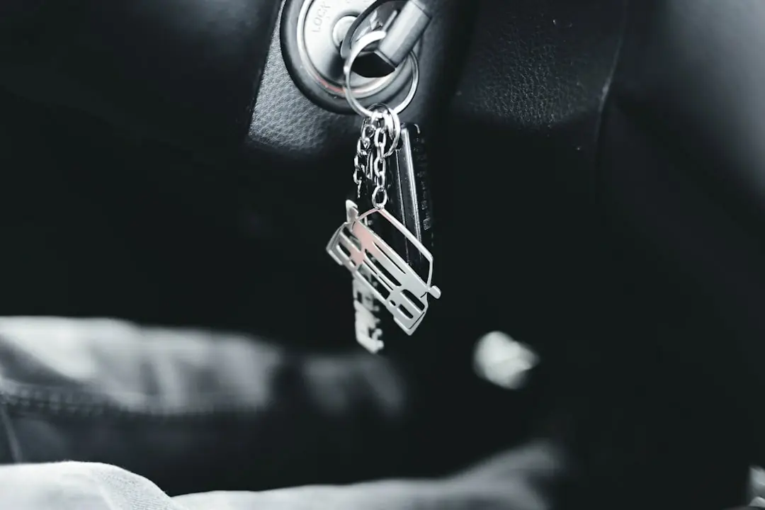 Traveller picking up rental car keys at an airport