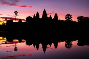Angkor Wat sunrise reflection in Cambodia
