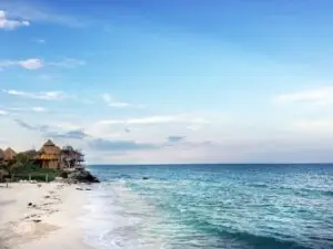 Mexico Yucatan traveller suitcase beach