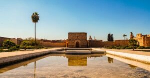 El Badi Palace and its reflecting pool in Marrakech, Morocco